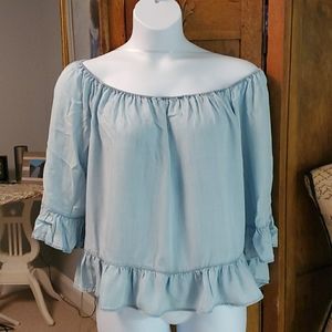 Light Denim Off shoulder top XL